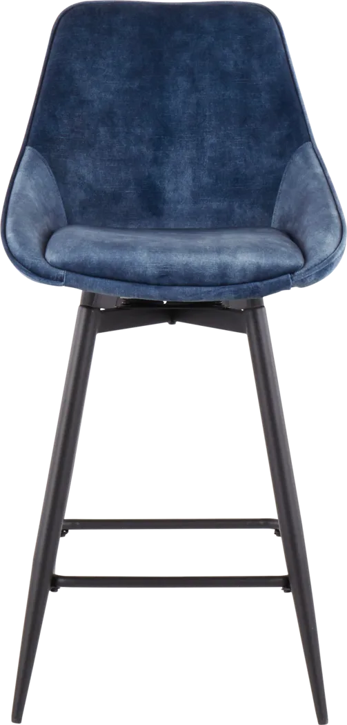 Laramore Blue Velvet Counter Height Stool, Set of 2 - Thumbnail - Image 6
