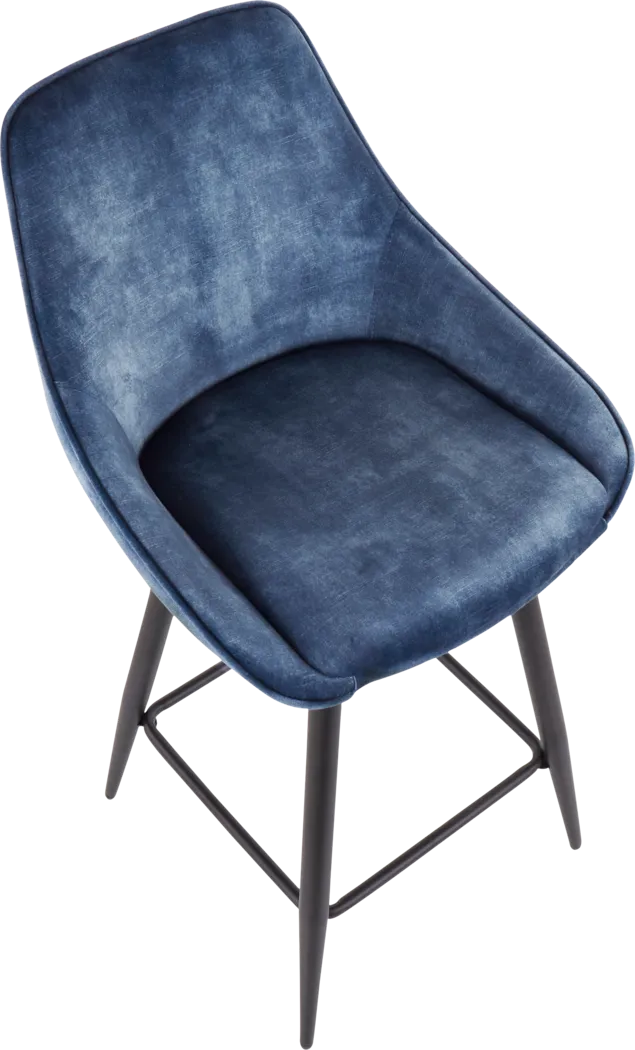 Laramore Blue Velvet Counter Height Stool, Set of 2 - Thumbnail - Image 7