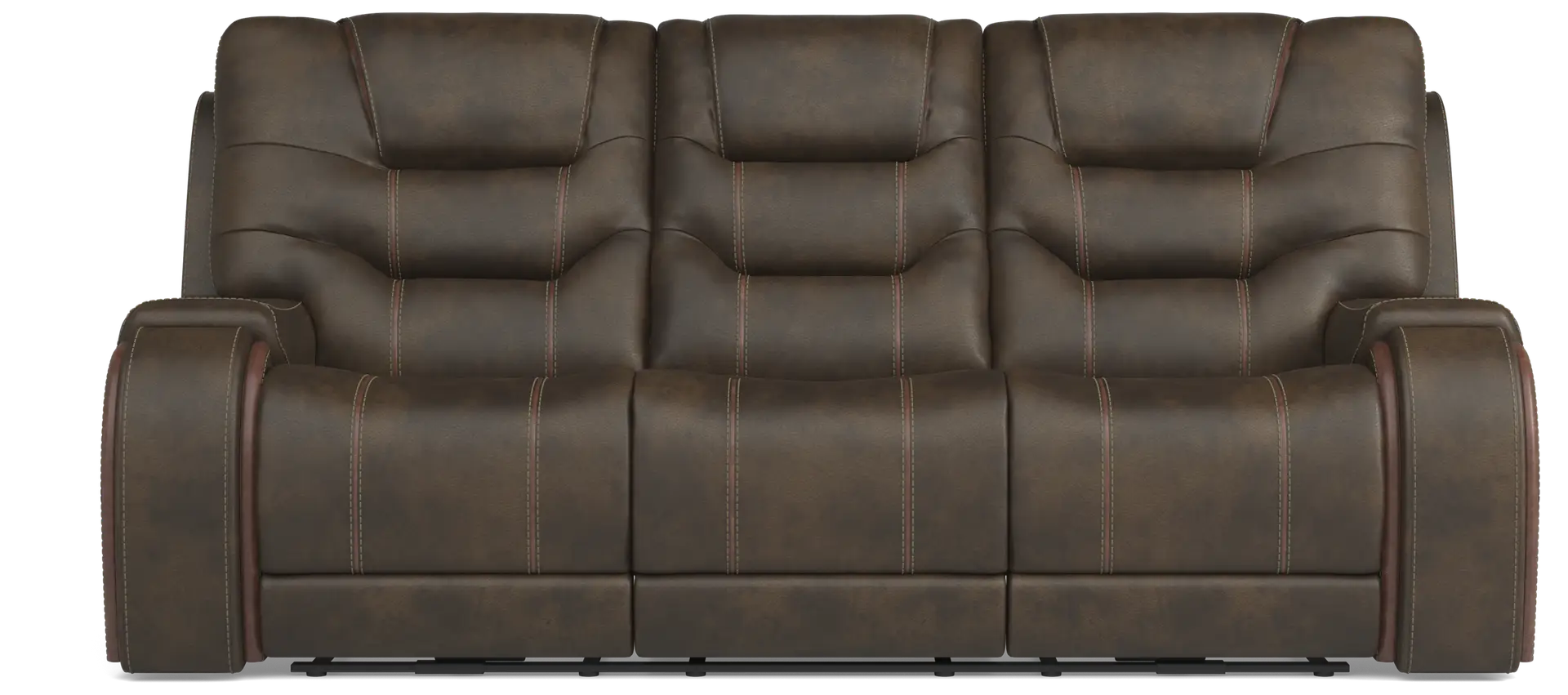 brown dual power reclining sofa