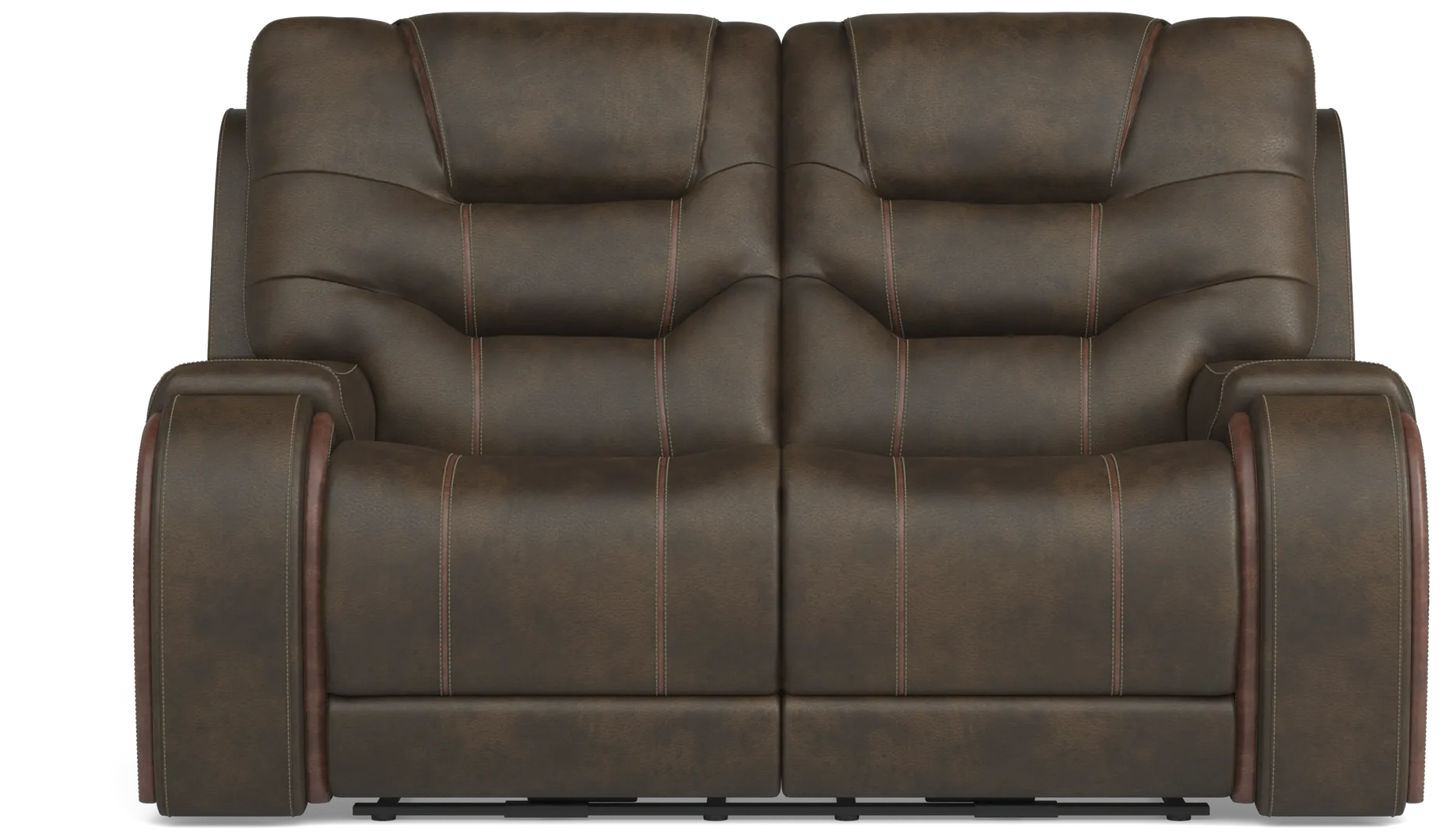 brown stationary loveseat