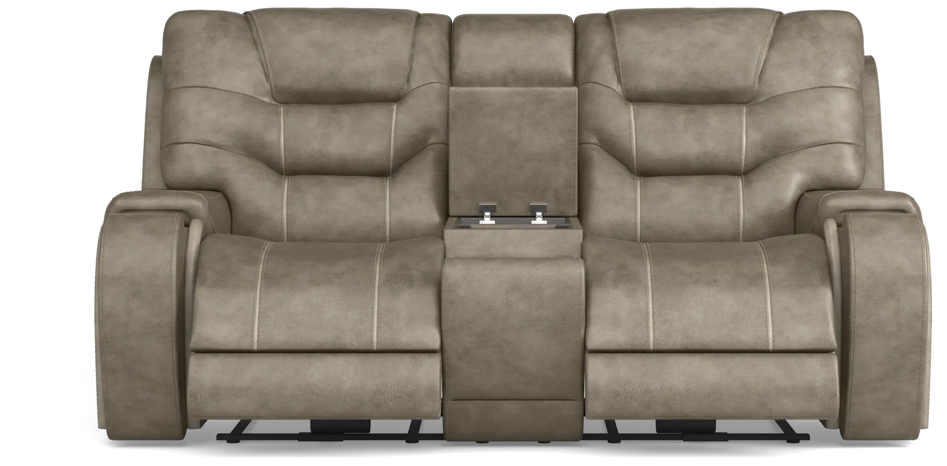 gray dual power reclining console loveseat