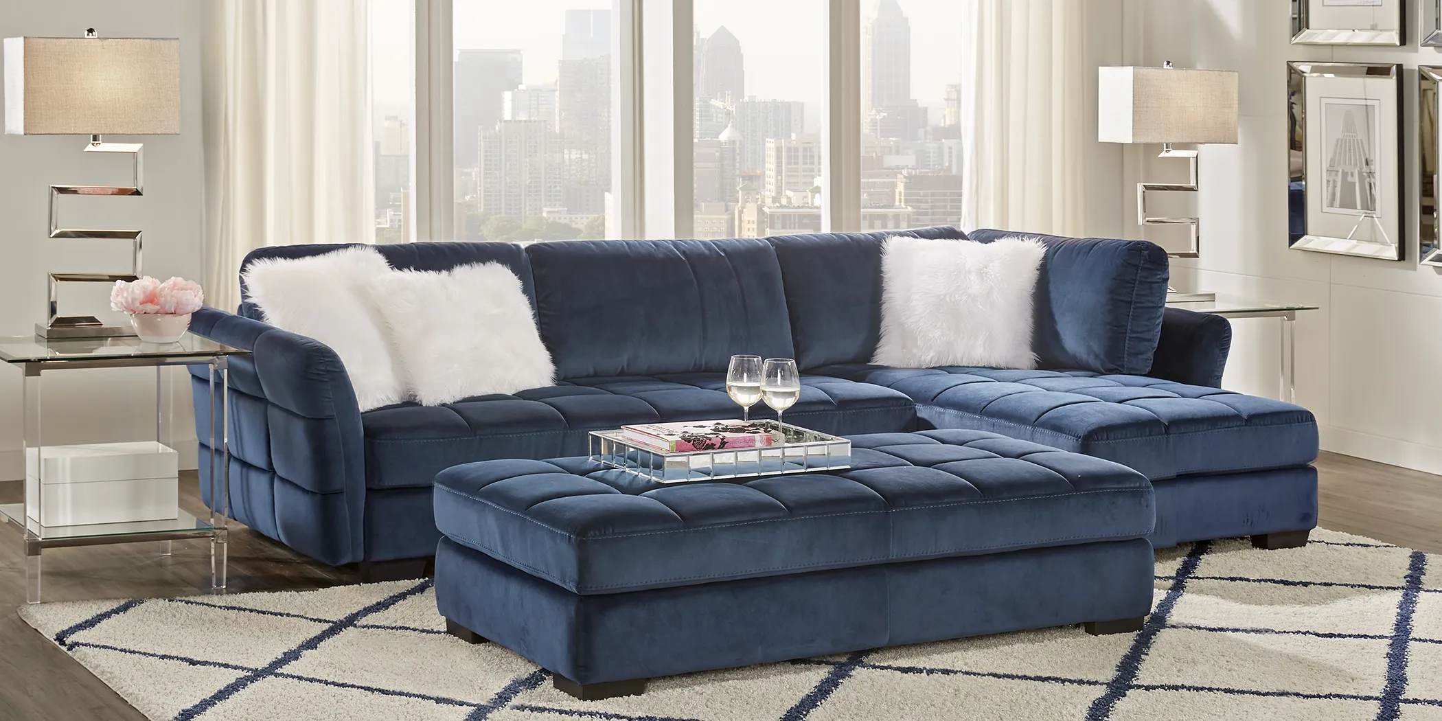 Largo Drive Indigo 3 Pc Sectional Living Room - Thumbnail - Image 1