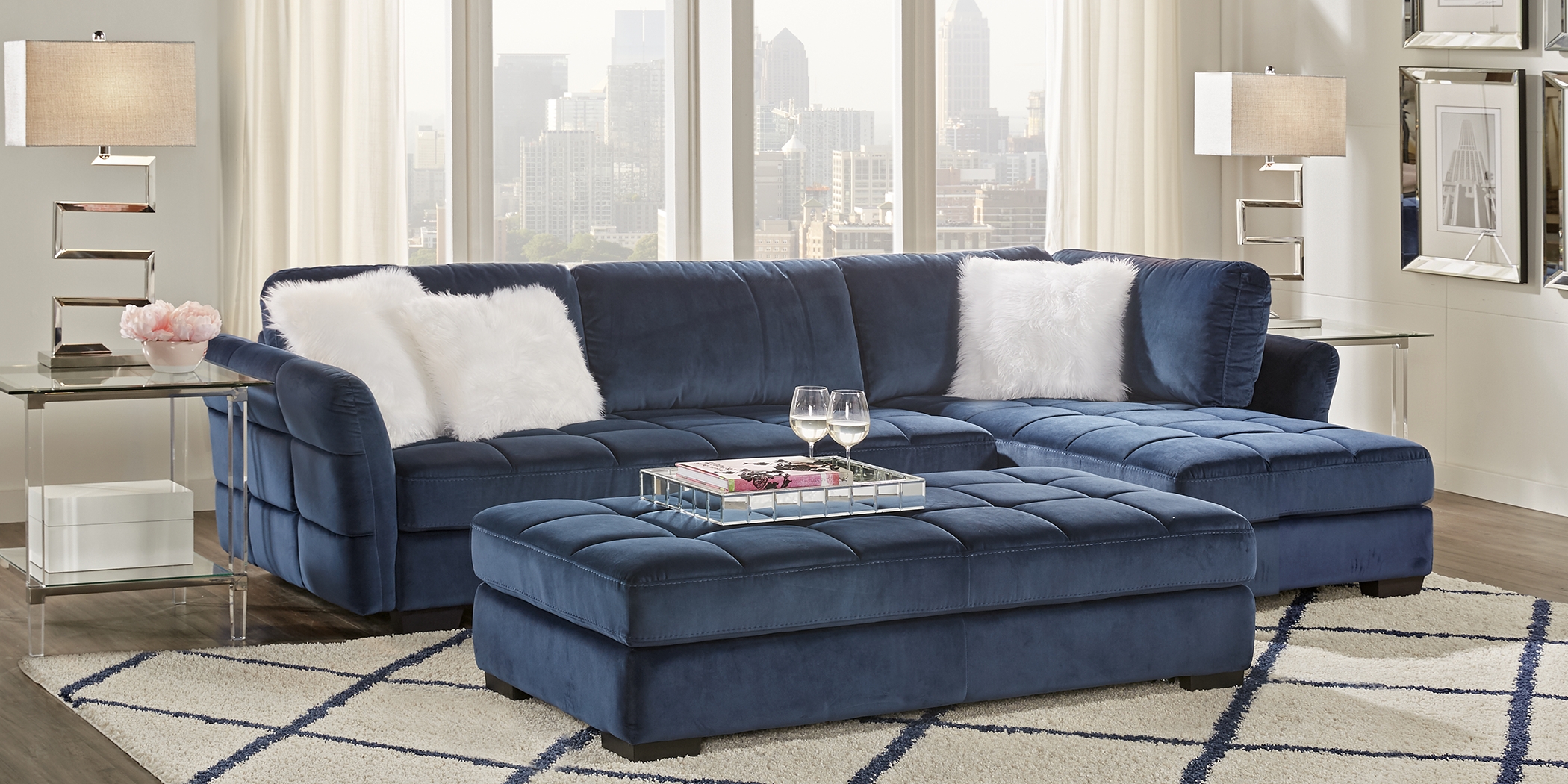 Largo Drive Indigo Cocktail Ottoman - Thumbnail - Image 2