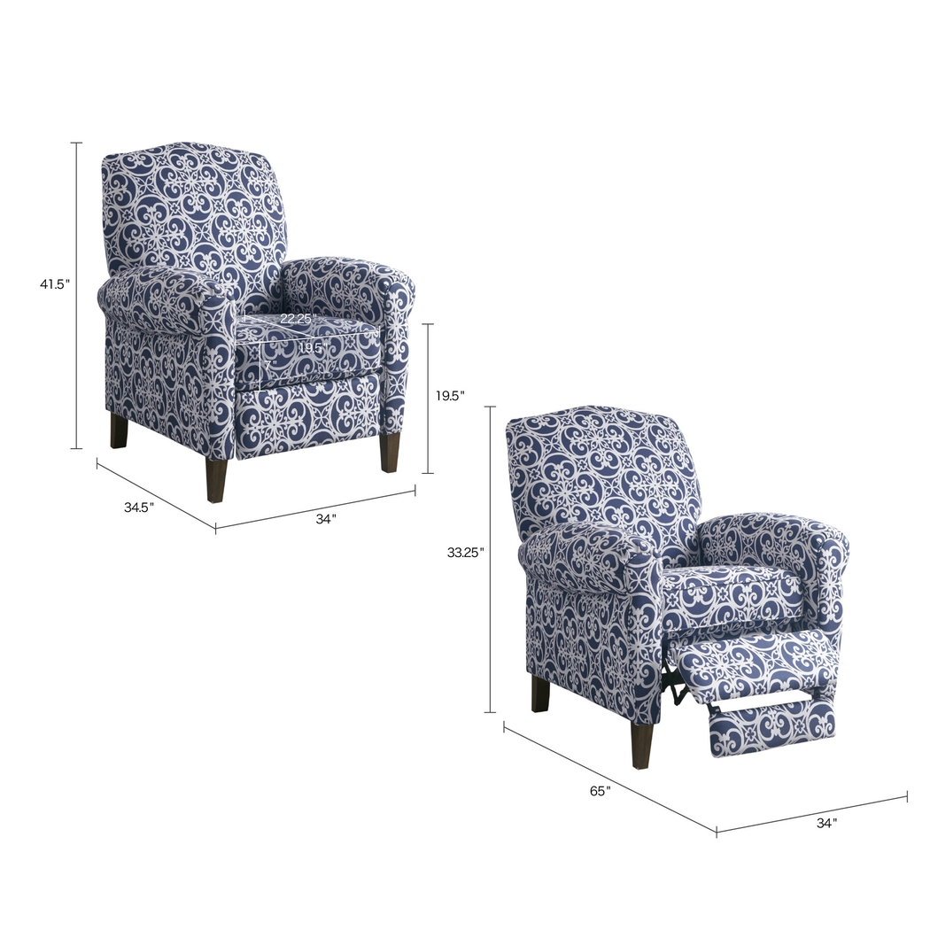 Larical Blue Recliner - Thumbnail - Image 7