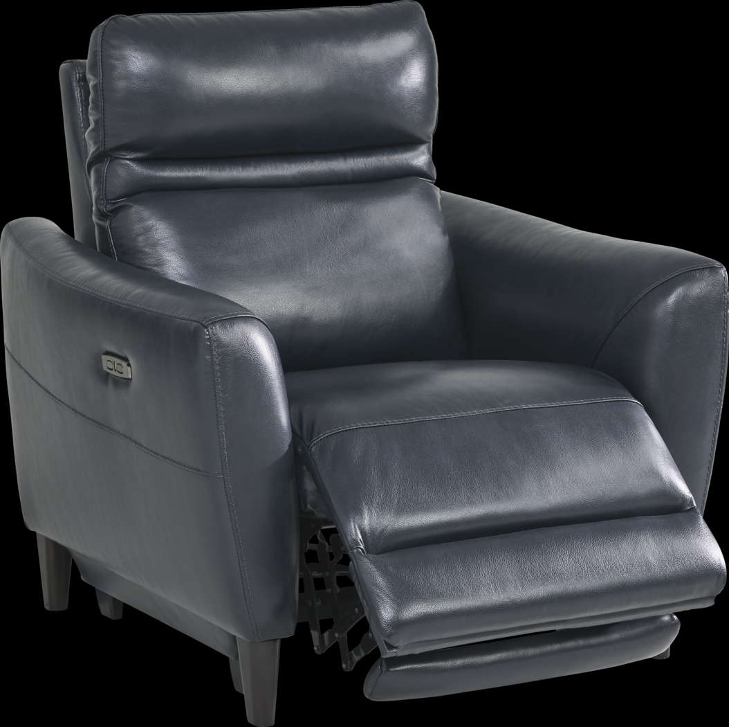 Larino Blue Leather Dual Power Recliner - Thumbnail - Image 3