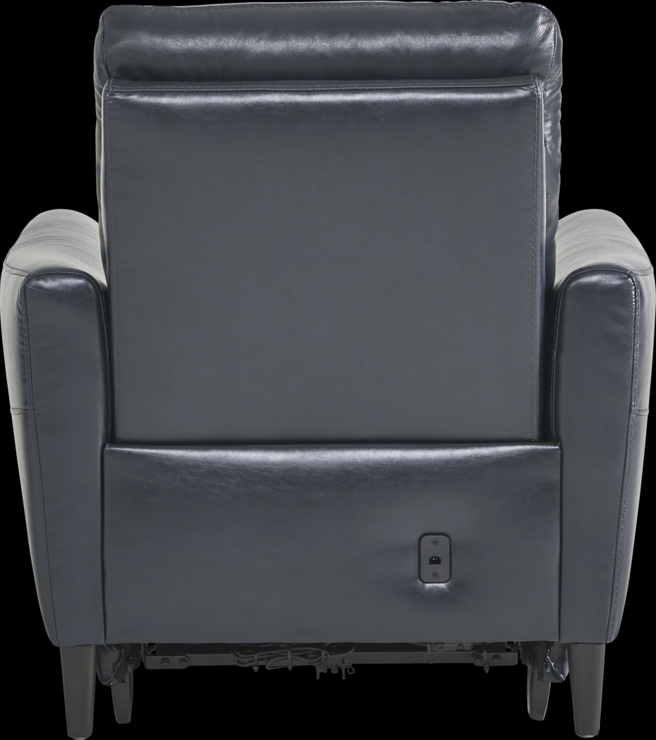 Larino Blue Leather Dual Power Recliner - Thumbnail - Image 4