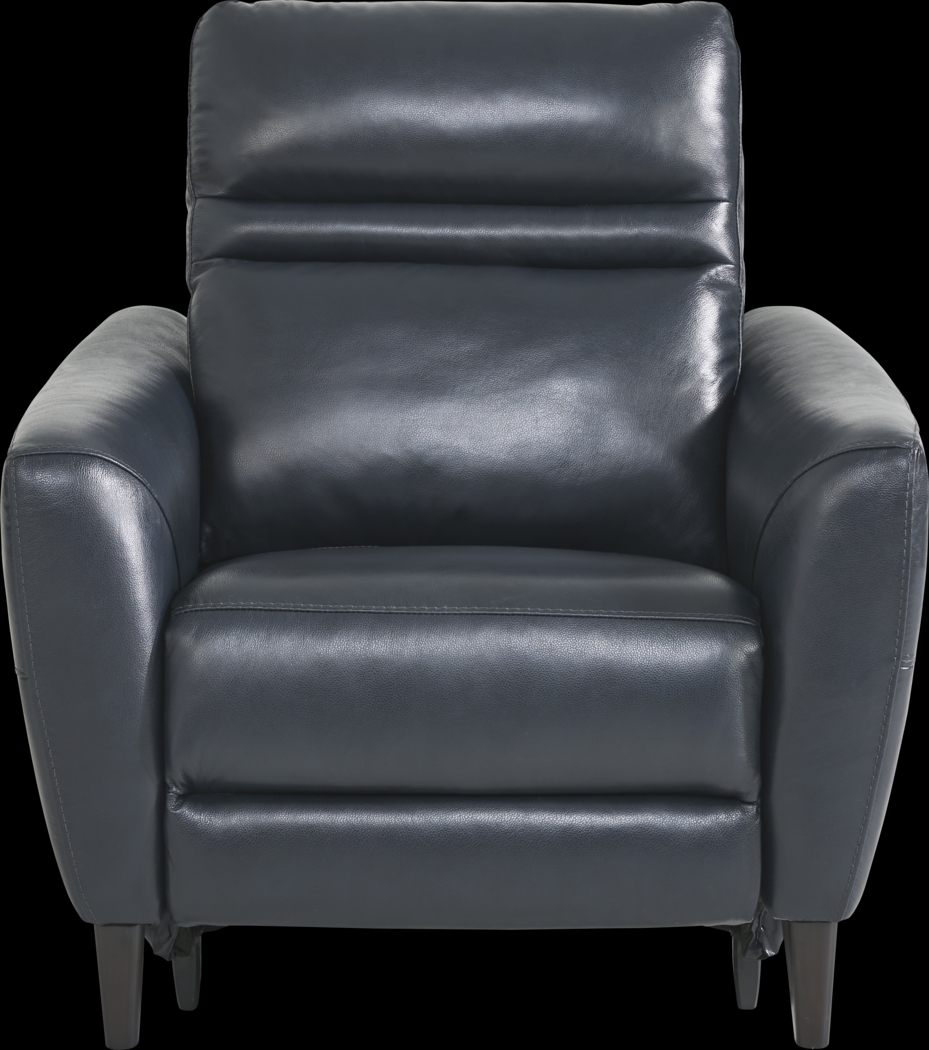 Larino Blue Leather Dual Power Recliner - Thumbnail - Image 1