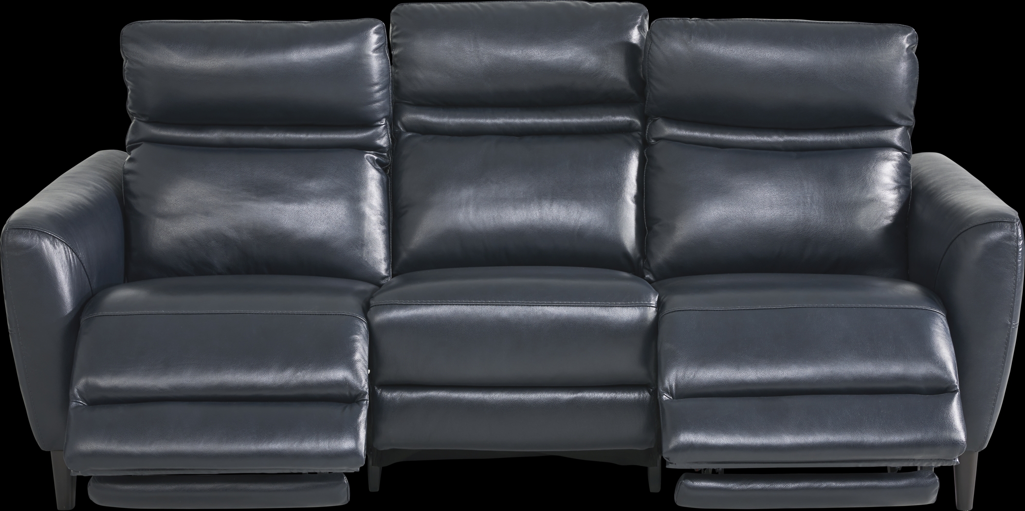 Larino Blue Leather 7 Pc Dual Power Reclining Living Room - Thumbnail - Image 3