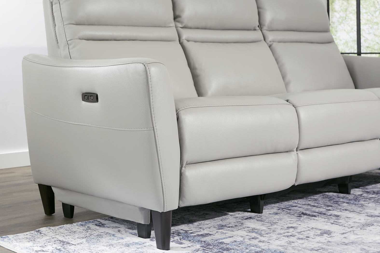 Larino Light Gray Leather 3 Pc Dual Power Reclining Living Room - Thumbnail - Image 8