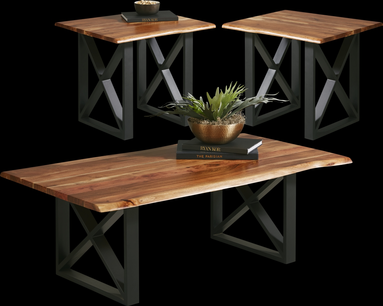 Lark Brown 3 Pc Table Set - Thumbnail - Image 1