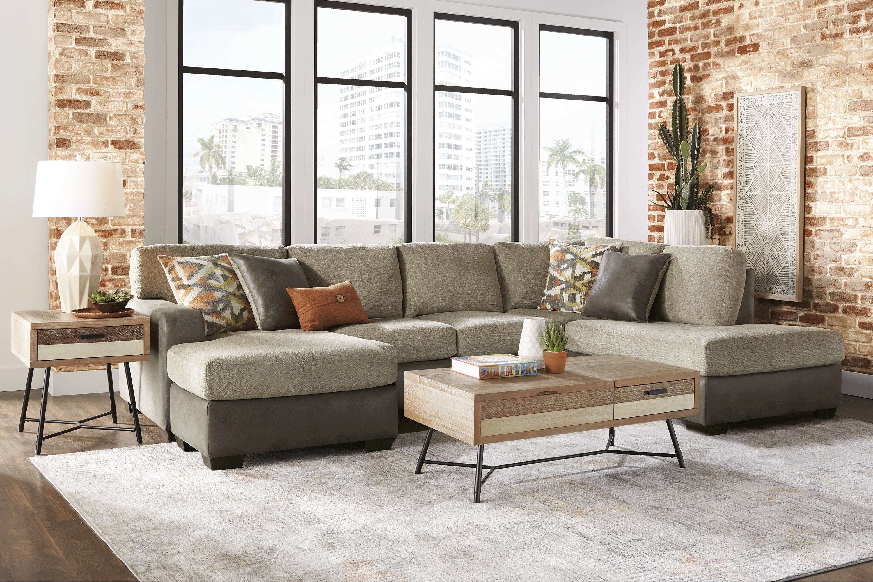Larna Park Taupe 5 Pc Sectional Living Room - Thumbnail - Image 1