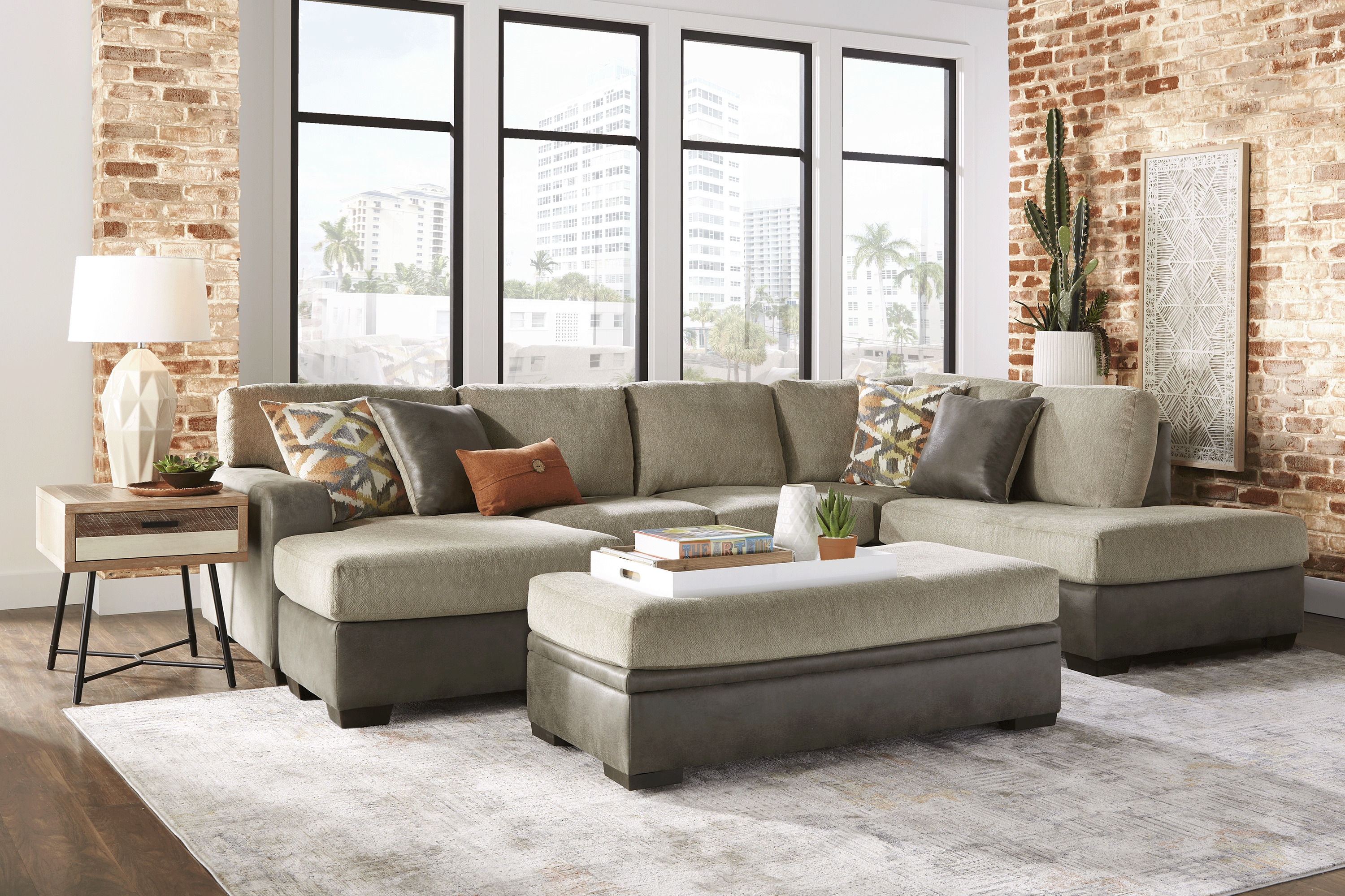 Larna Park Taupe 5 Pc Sectional Living Room - Thumbnail - Image 1