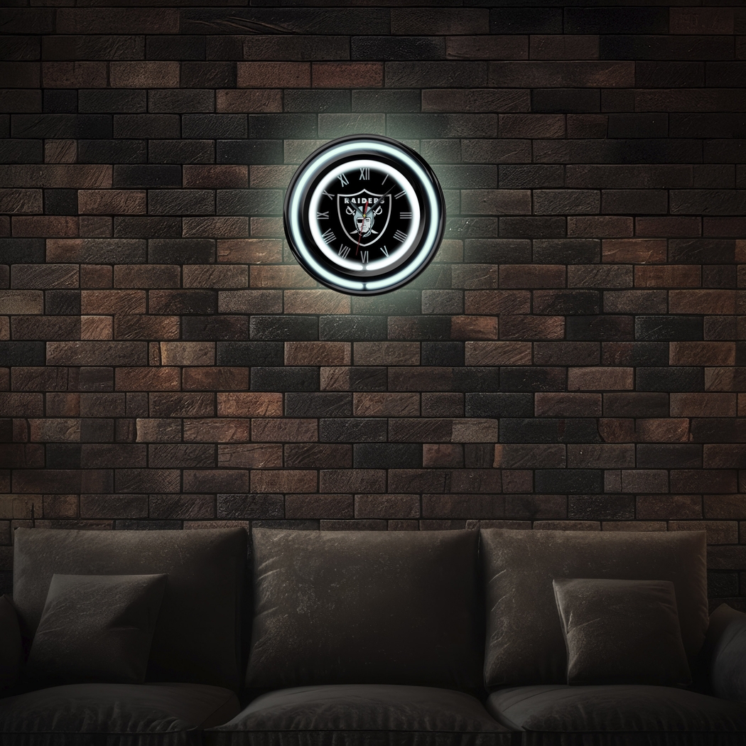 Las Vegas Raiders Black Neon Wall Clock - Thumbnail - Image 2