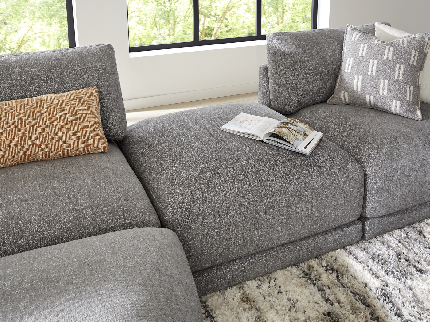 Latham Court Gray Ottoman - Thumbnail - Image 3