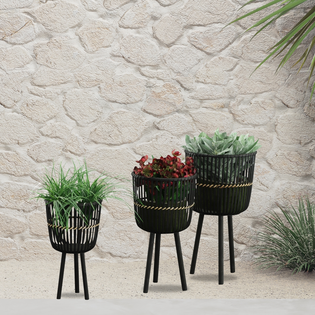 Lathrrop Black Planter, Set of 3 - Thumbnail - Image 2