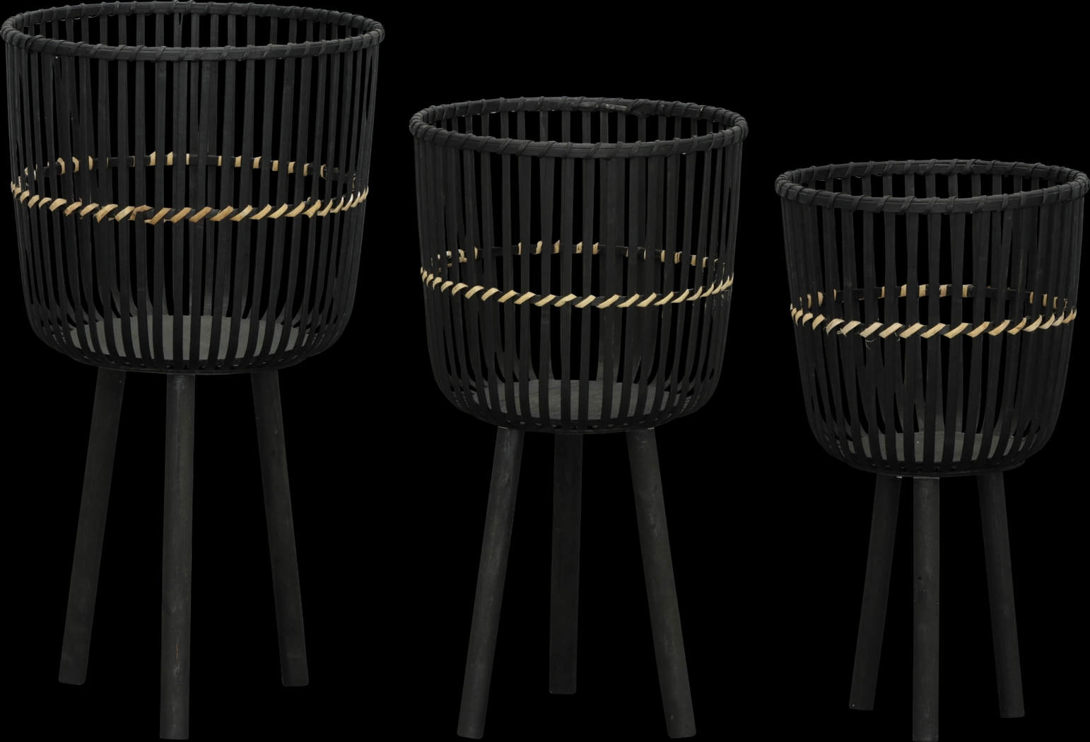 Lathrrop Black Planter, Set of 3 - Thumbnail - Image 1