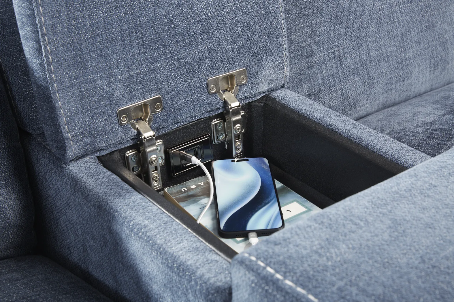 Laurel Heights Blue 6 Pc Dual Power Reclining Sleeper Sectional - Image 15