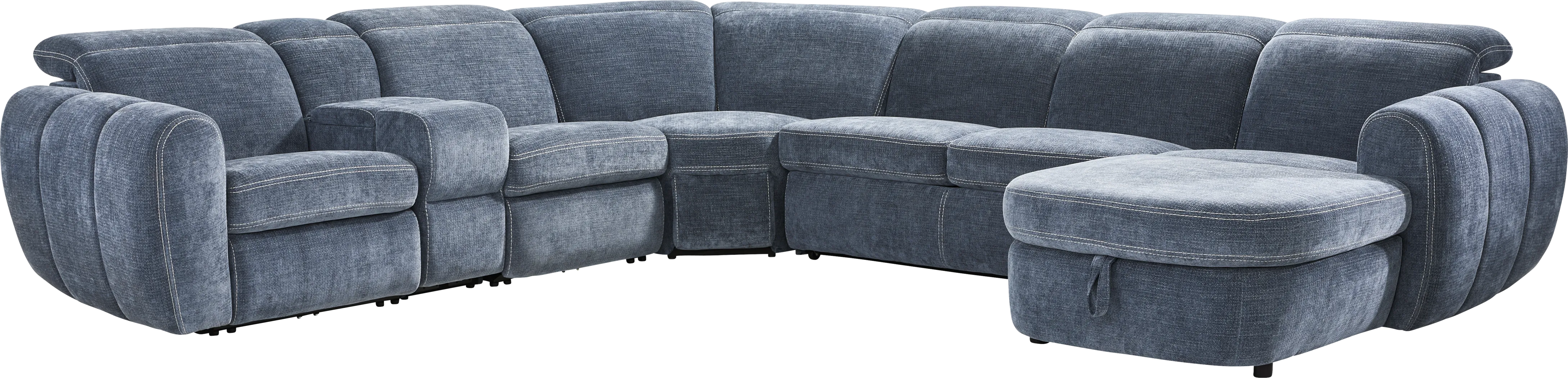 Laurel Heights Blue 6 Pc Dual Power Reclining Sleeper Sectional - Thumbnail - Image 4