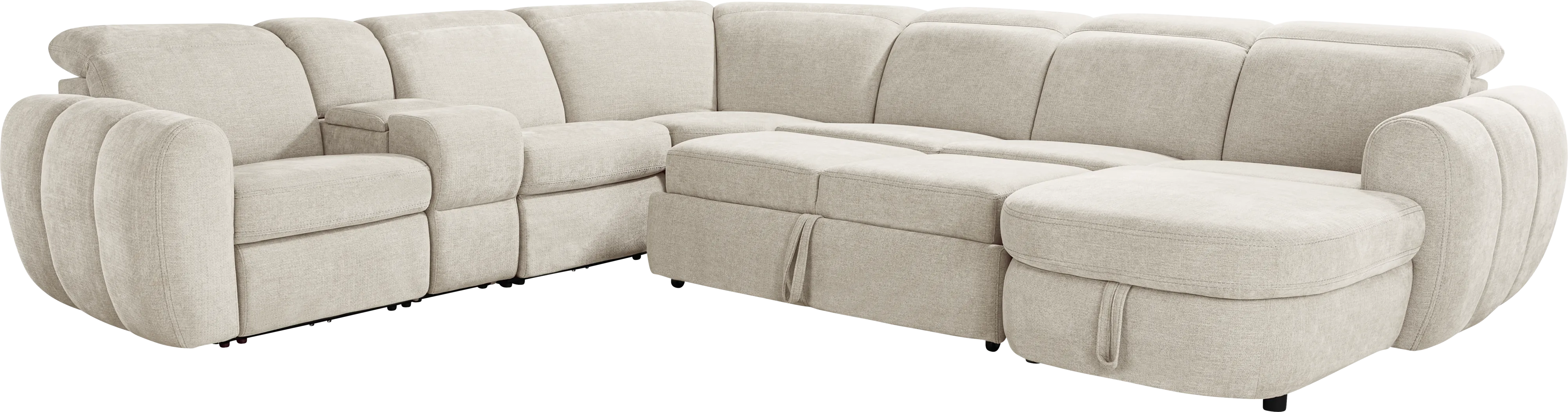 Laurel Heights Gray 6 Pc Dual Power Reclining Sleeper Sectional - Thumbnail - Image 3