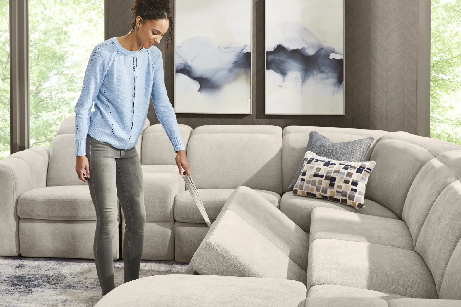 Laurel Heights Gray 6 Pc Dual Power Reclining Sleeper Sectional - Image 7