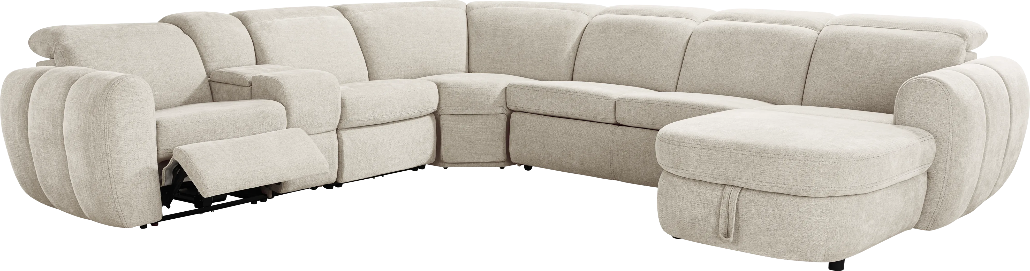 Laurel Heights Gray 6 Pc Dual Power Reclining Sleeper Sectional - Thumbnail - Image 1