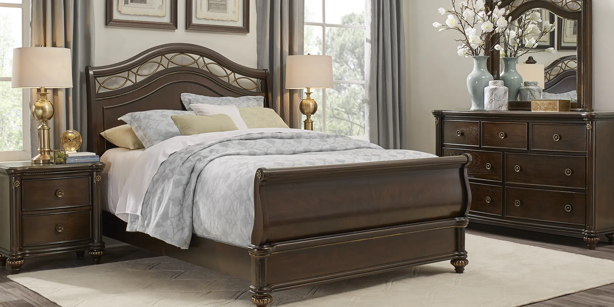 Laurel View Cherry 8 Pc Queen Sleigh Bedroom - Thumbnail - Image 1