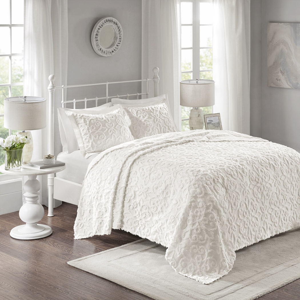 Laussat White 3 Pc Full/Queen Bedspread Set - Thumbnail - Image 1