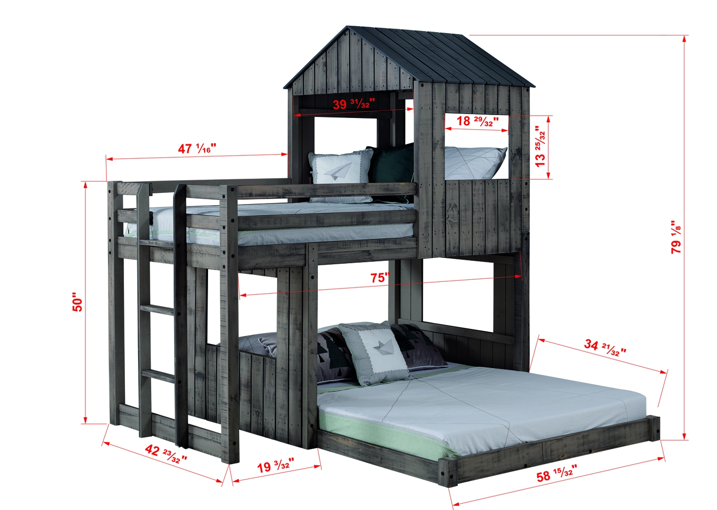 Laverock Gray Twin/Full Bunk Bed - Thumbnail - Image 3