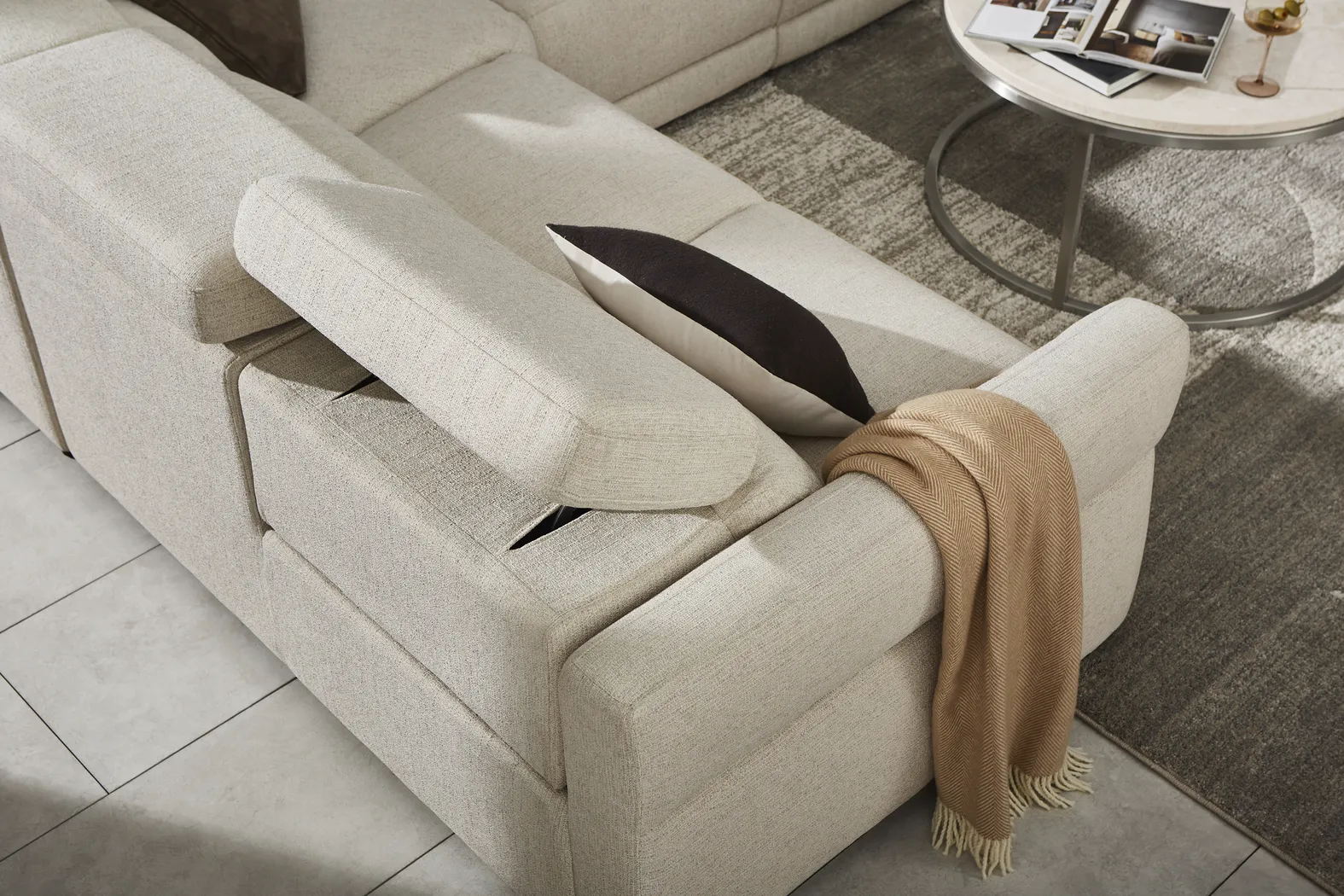 Layton Beige 3 Pc Dual Power Reclining Sectional - Image 8