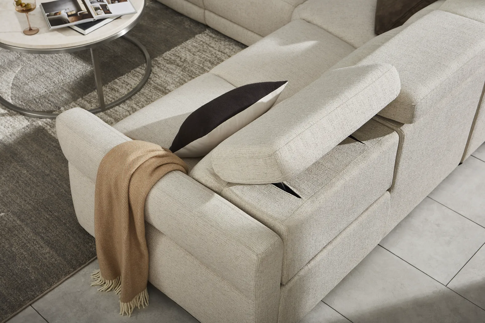 Layton Beige 3 Pc Dual Power Reclining Sectional - Image 8
