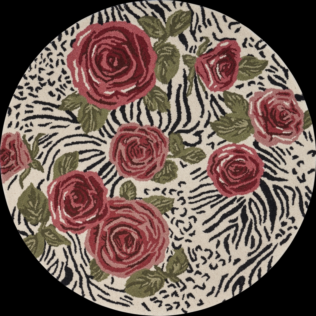 Leaflace Red 4' Round Rug - Thumbnail - Image 1