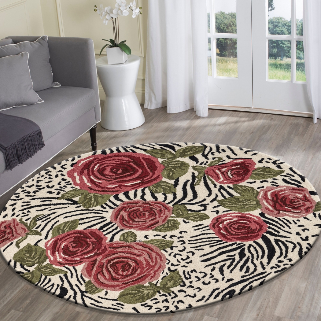 Leaflace Red 6' Round Rug - Thumbnail - Image 3