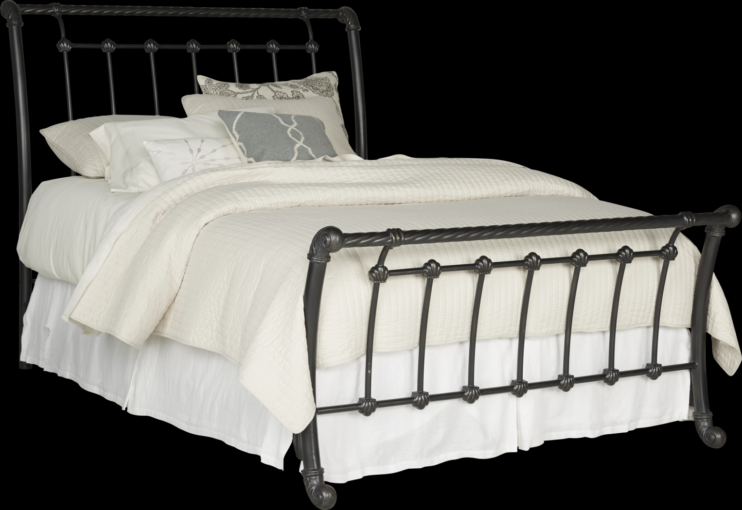Leanna Black 3 Pc Queen Sleigh Bed - Thumbnail - Image 1