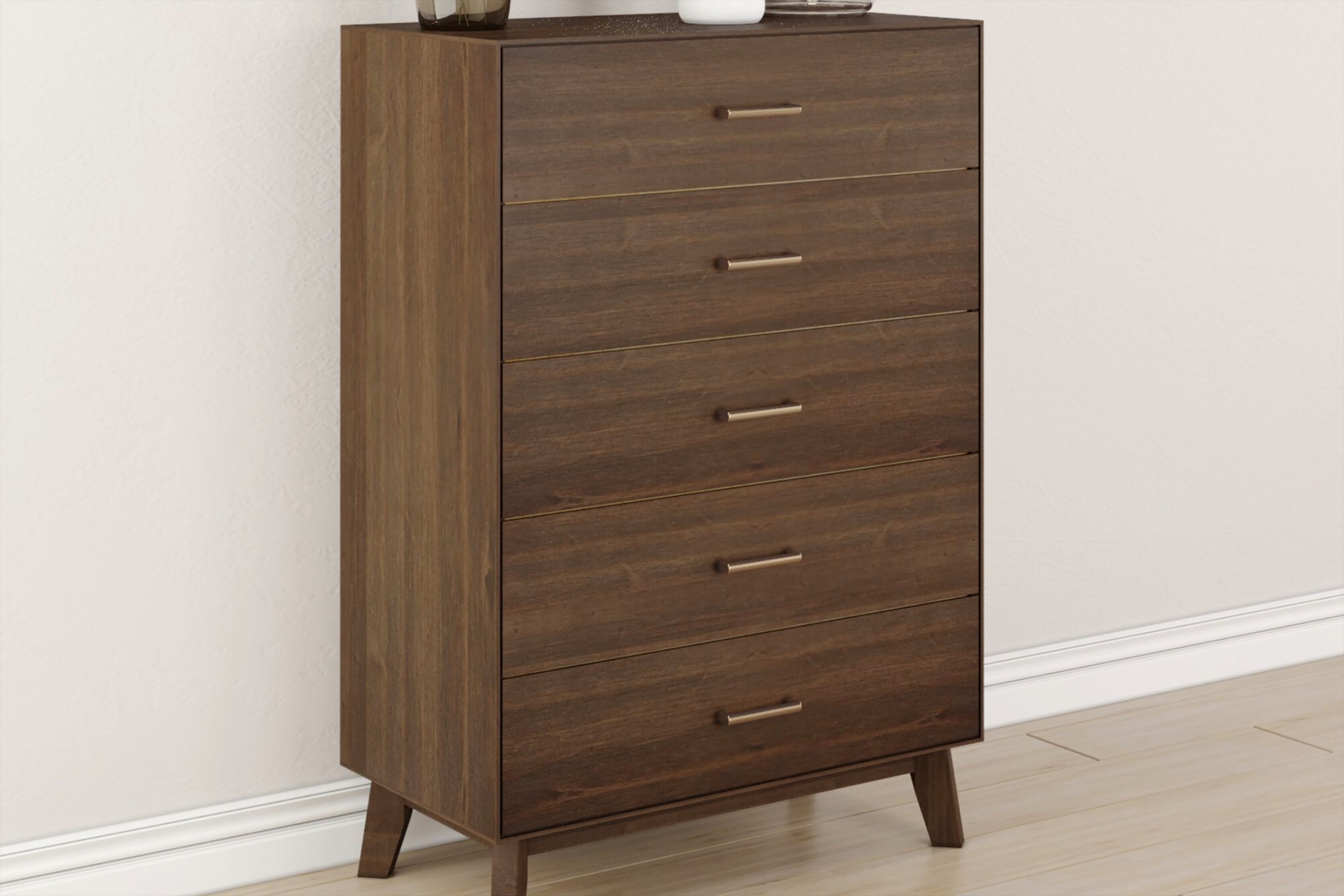 Learitt Walnut 5-Drawer Chest - Thumbnail - Image 2