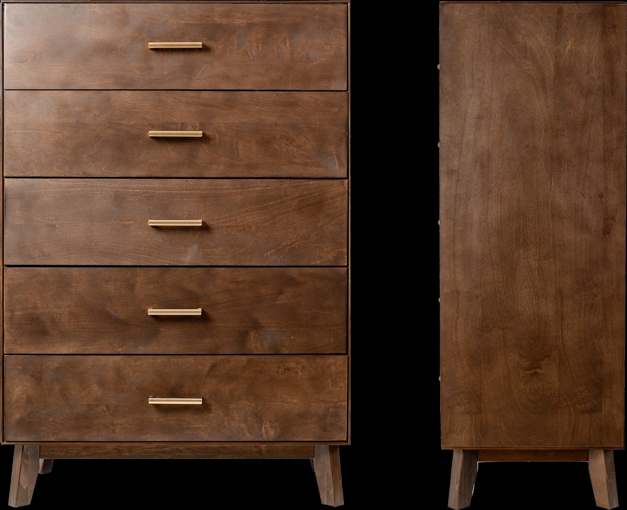 Learitt Walnut 5-Drawer Chest - Thumbnail - Image 3