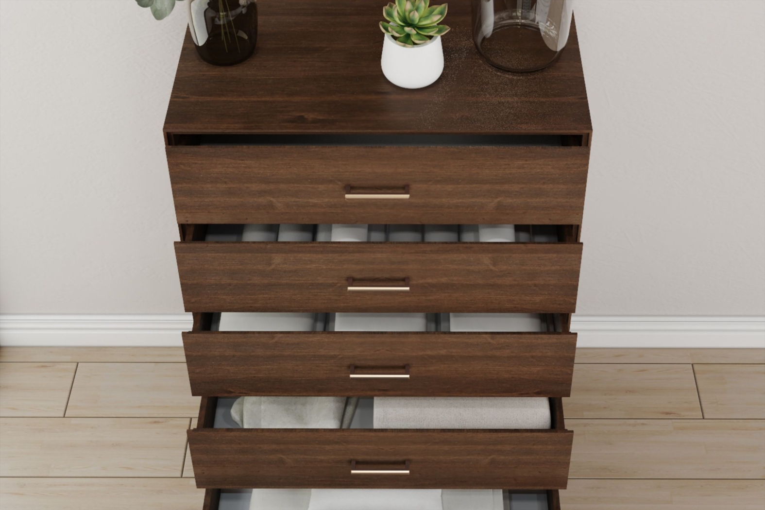 Learitt Walnut 5-Drawer Chest - Thumbnail - Image 5