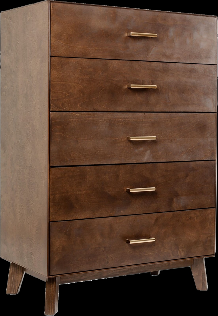 Learitt Walnut 5-Drawer Chest - Thumbnail - Image 1