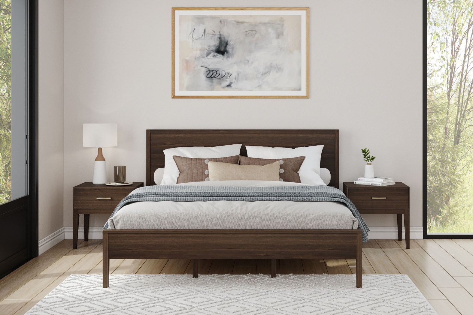 Learitt Walnut King Platform Bed - Thumbnail - Image 3