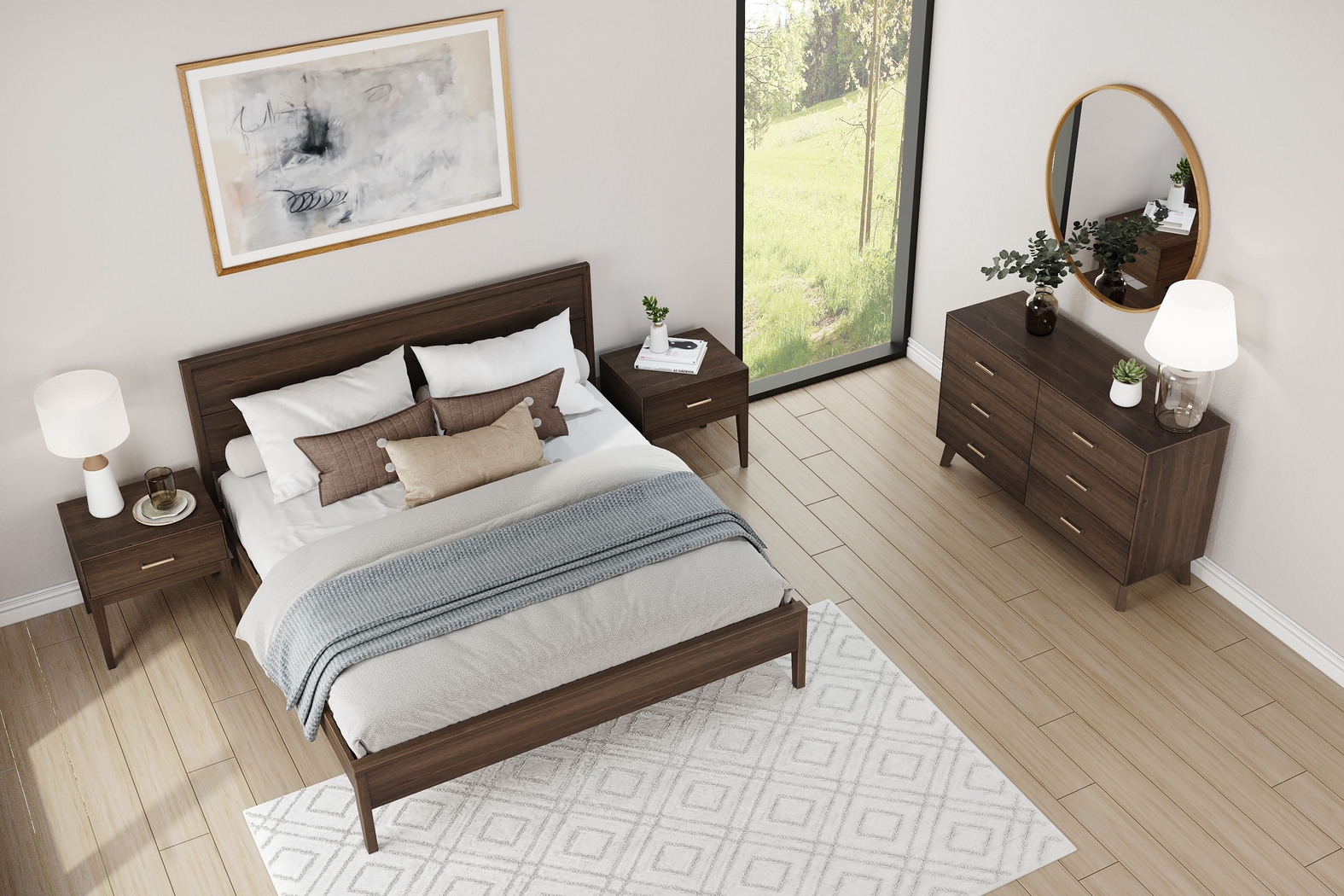 Learitt Walnut King Platform Bed - Thumbnail - Image 4