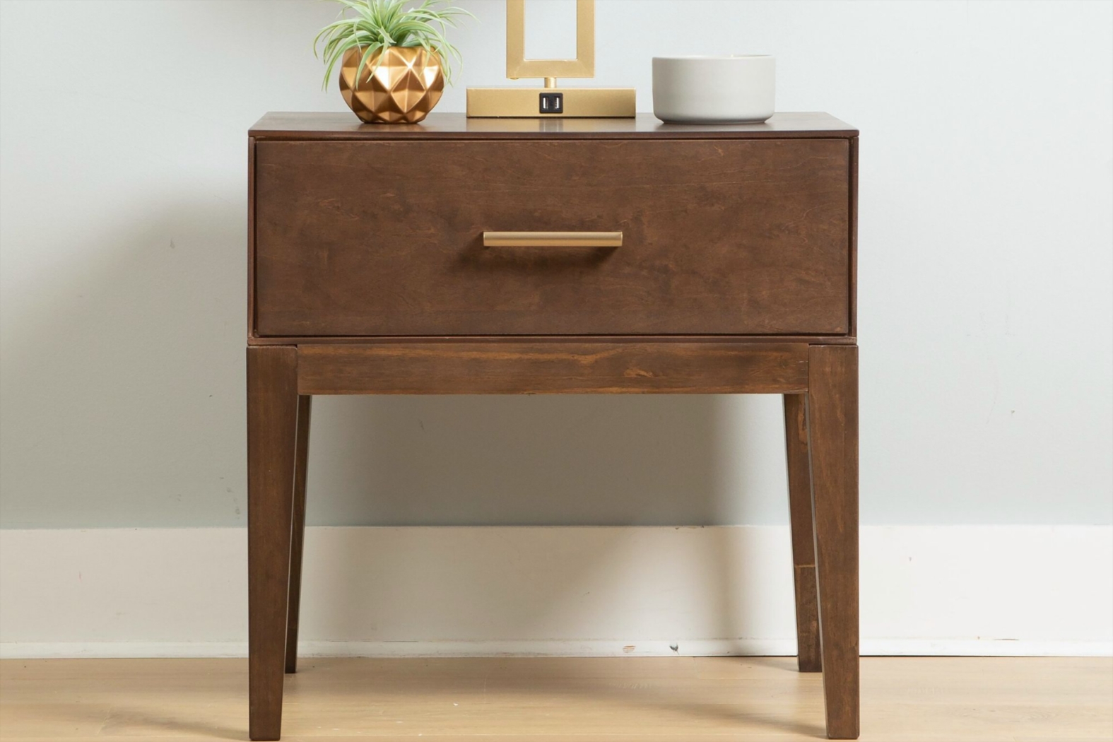 Learitt Walnut 1-Drawer Nightstand - Thumbnail - Image 2