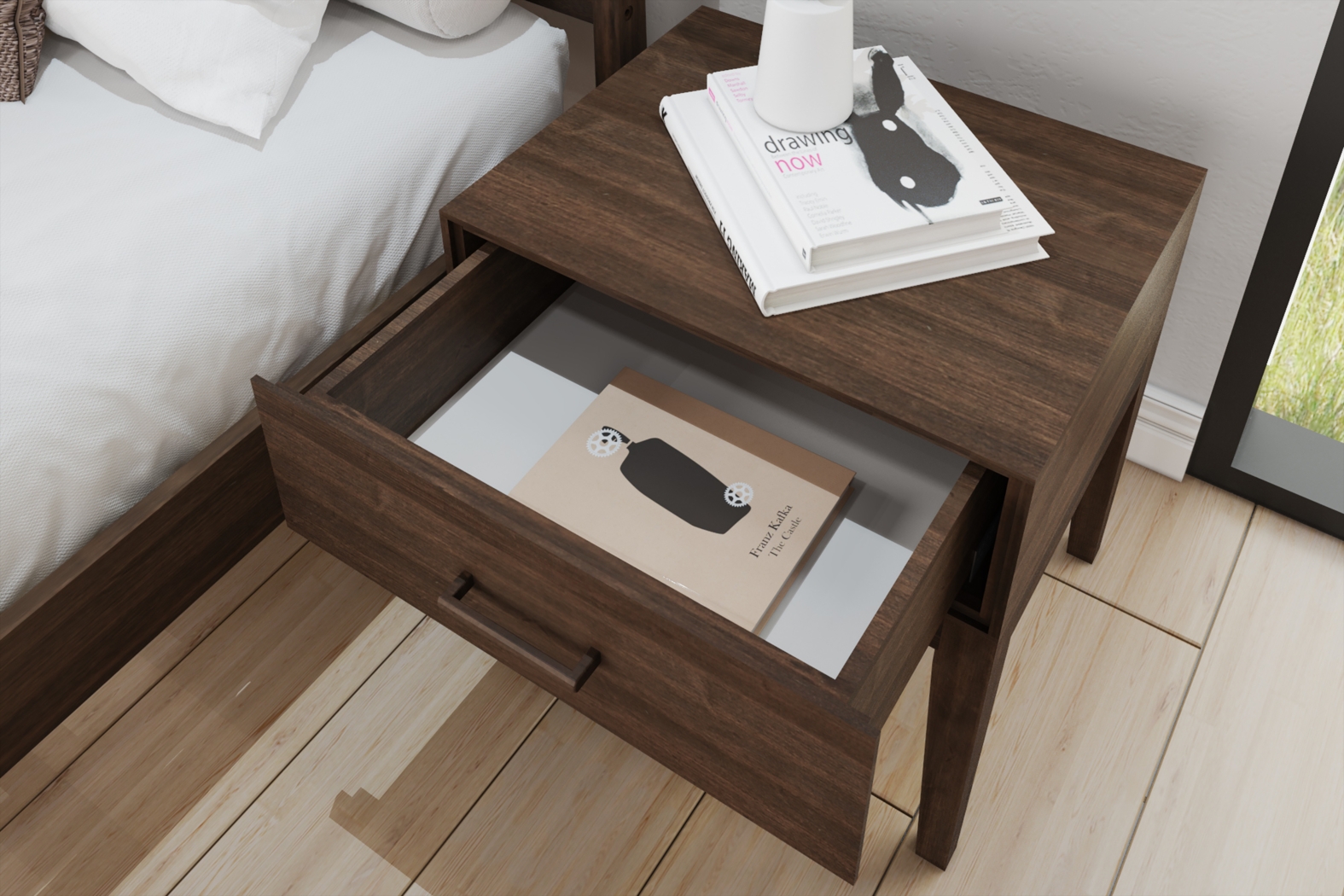Learitt Walnut 1-Drawer Nightstand - Thumbnail - Image 5
