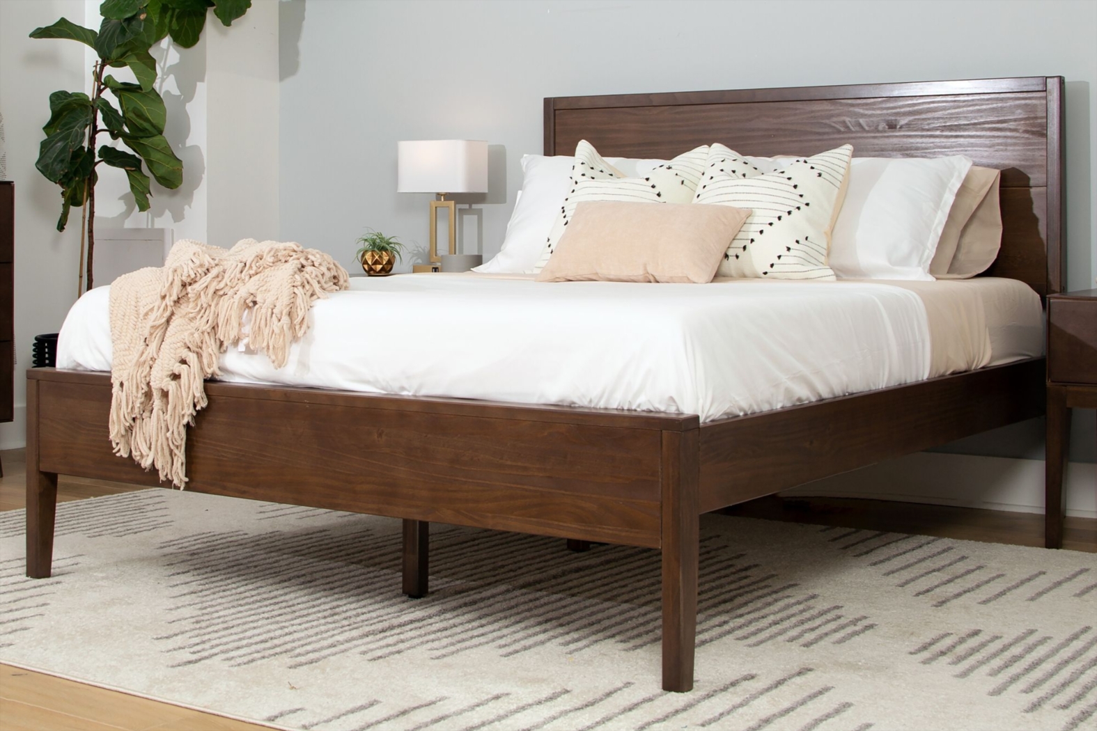 Learitt Walnut Queen Platform Bed - Thumbnail - Image 2