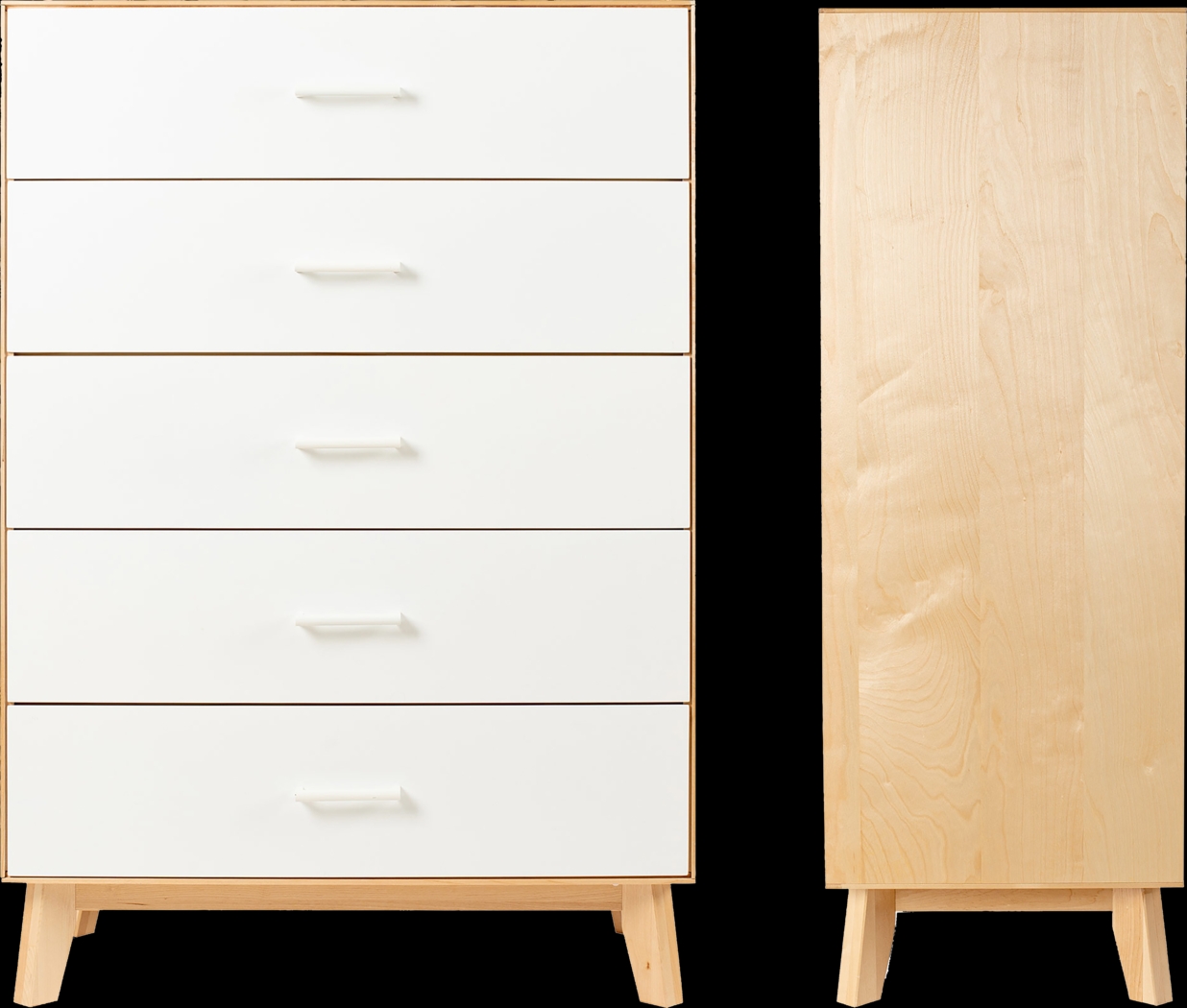 Learitt White Natural 5-Drawer Chest - Thumbnail - Image 4