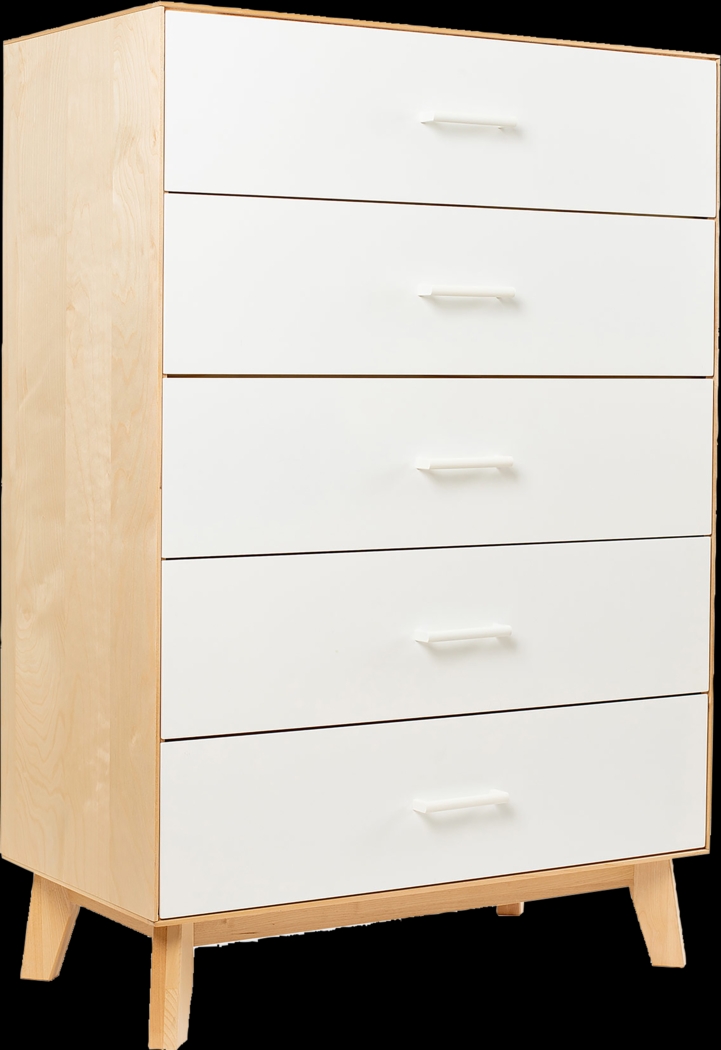 Learitt White Natural 5-Drawer Chest - Thumbnail - Image 1