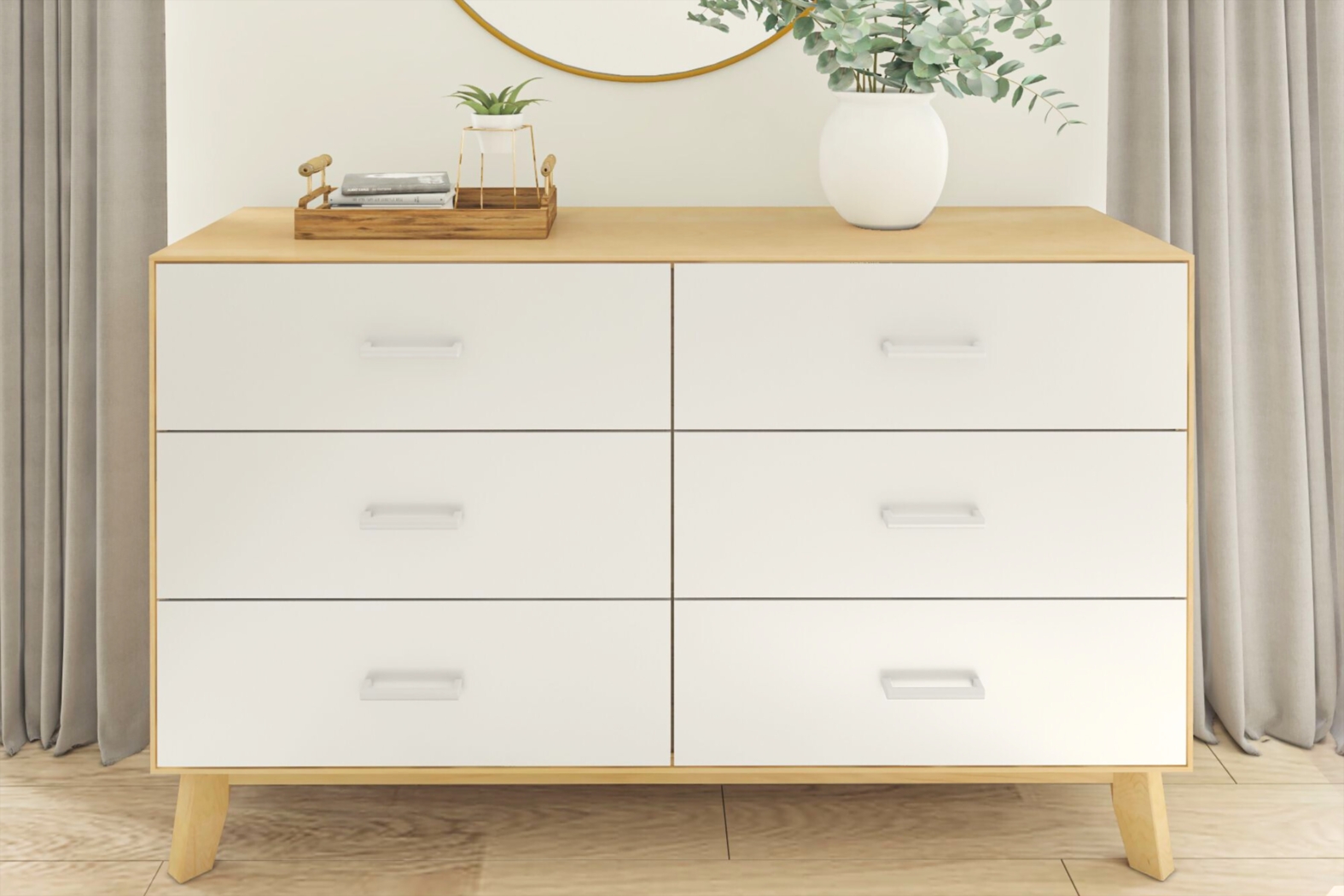 Learitt White Natural 6-Drawer Dresser - Thumbnail - Image 2