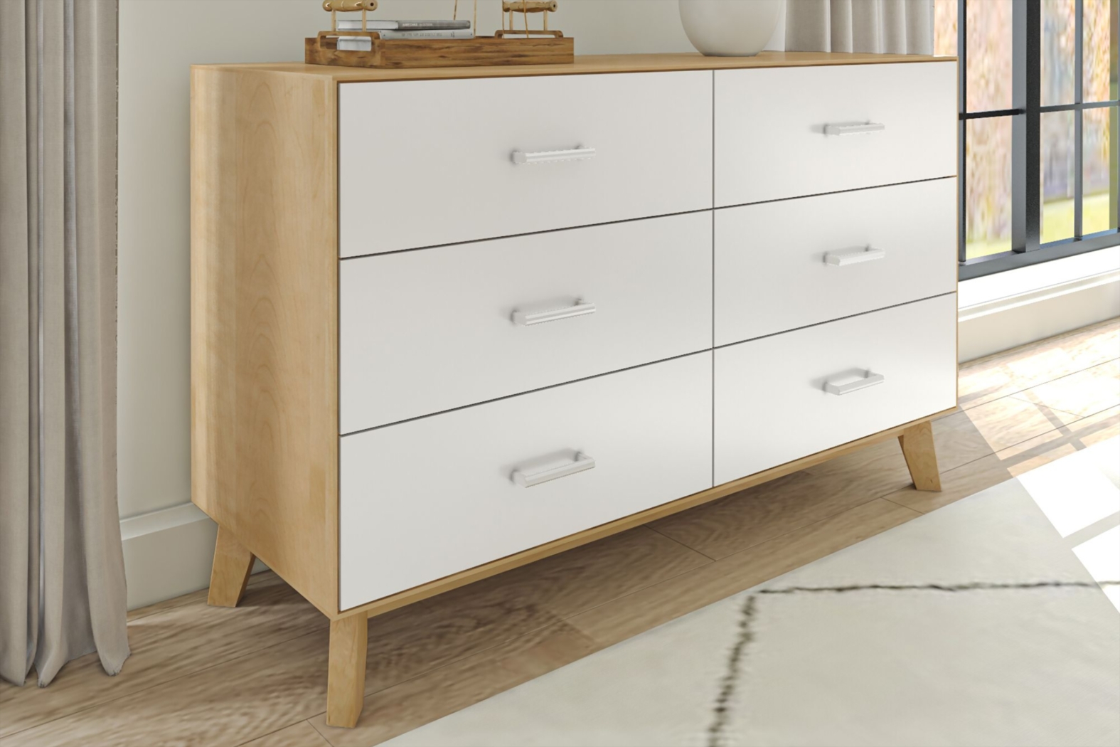 Learitt White Natural 6-Drawer Dresser - Thumbnail - Image 3