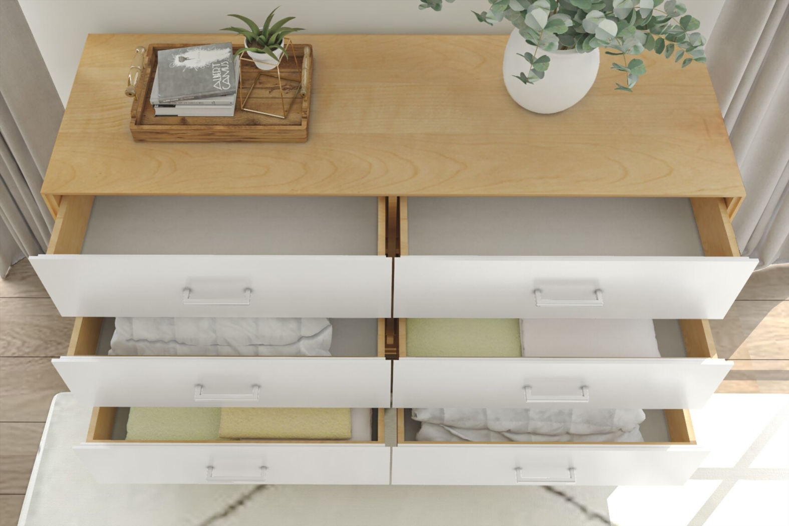 Learitt White Natural 6-Drawer Dresser - Thumbnail - Image 4