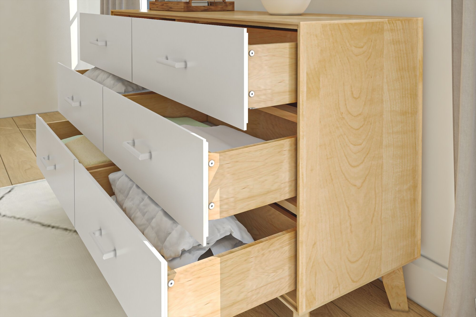 Learitt White Natural 6-Drawer Dresser - Thumbnail - Image 5
