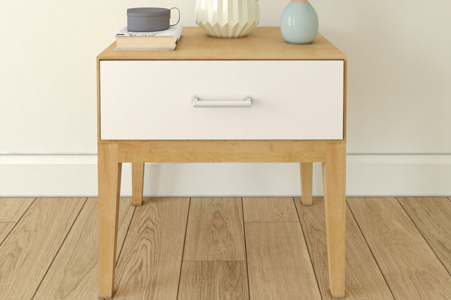 Learitt White 1-Drawer Natural Nightstand - Thumbnail - Image 2