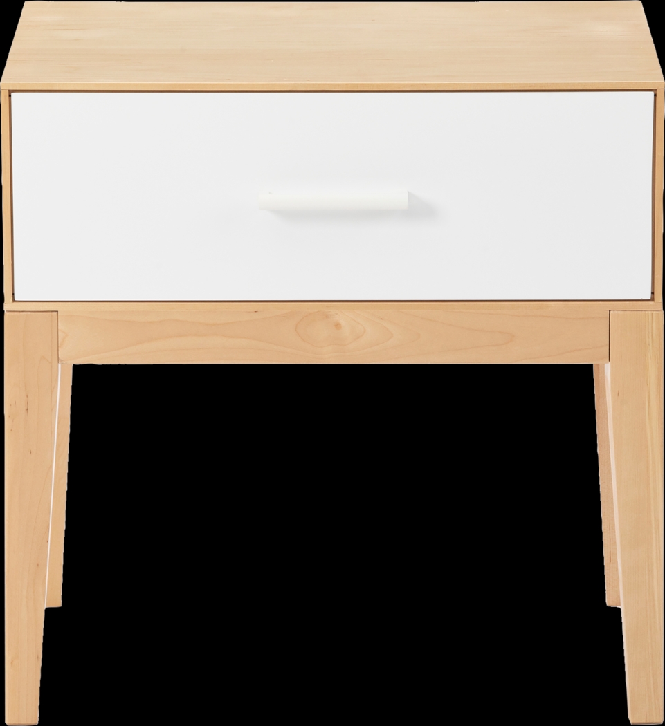 Learitt White 1-Drawer Natural Nightstand - Thumbnail - Image 1